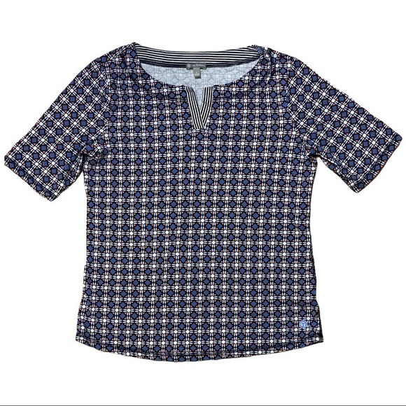 Talbots Short Sleeve Blue and Orange Geometric Shape Top Size S - Picture 7 of 7